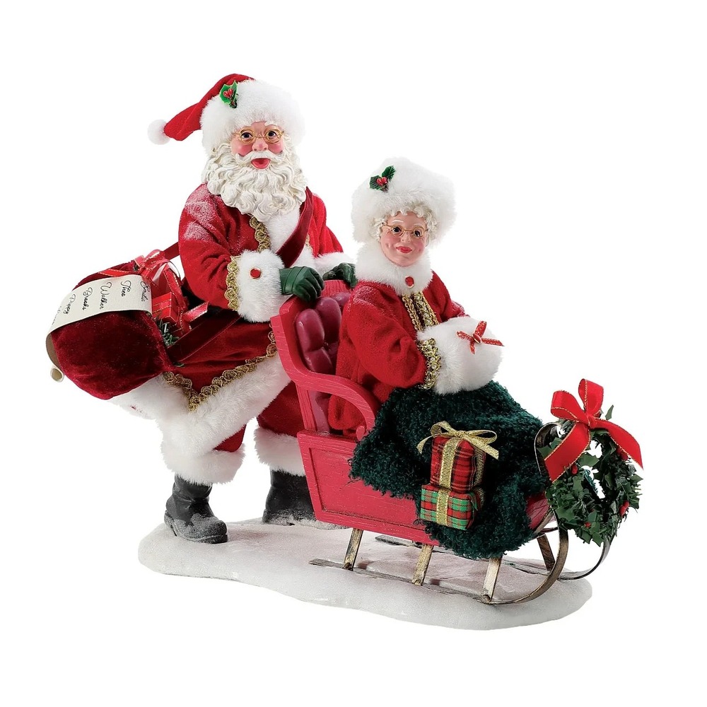 Possible Dreams Clothtique Santa & Mrs Claus Anniversary Ruby Sleigh NEW RARE
